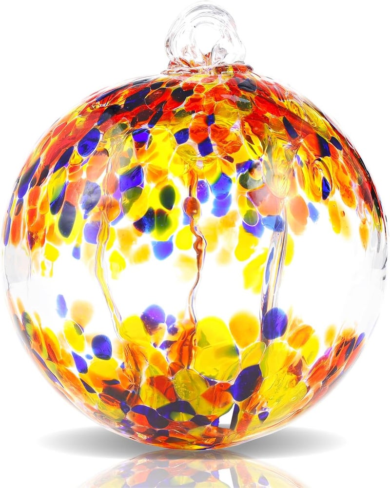 VOREEN 4" Hanging Glass Garden Gazing Ball Hand Blown Glass Witch Ball Christmas Ornament Friendship Balls for Outdoor Garden Patio Window Home Décor, Gift for Mom Wife Friend, Muticolor - Image 1
